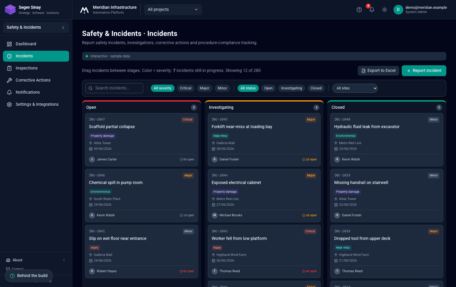 Safety incidents, investigations and compliance in one place